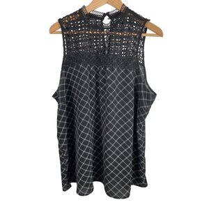 Maurices Womens SIze 1 Lace & Plaid Sleeveless Top With Button Closure